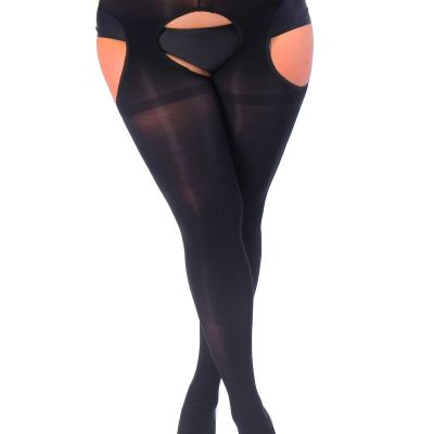 Plus Size Suspender Tights for Women, Semi Opaque Sexy Garter Belt Nylons Moc...