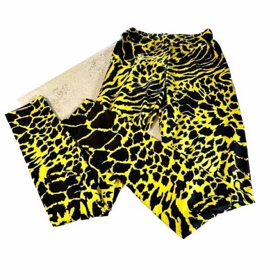 Women’s Elsie & Fred Bright Yellow & Black Splatter Retro Leggings Size XS - EUC