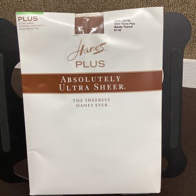 Hanes Absolutely Sheer Control Top Reinforced Toe 3X Pantyhose - Barely There