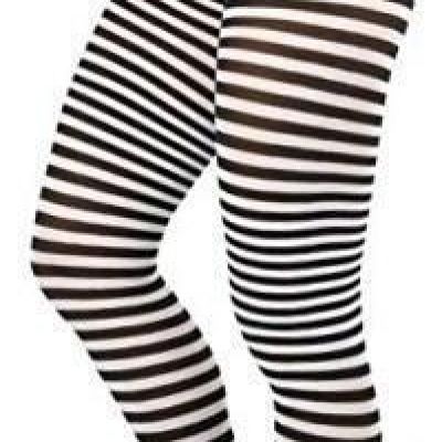 Women's Striped Tights One Size Black/White