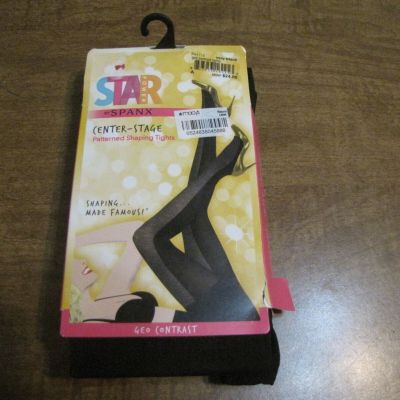 STAR POWER BY SPANX PATTERED SHAPING TIGHTS GEO CONTRAST VERY BLACK SIZE A