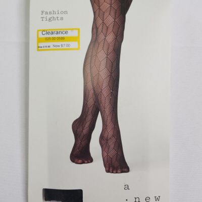 A New Day Womens Solid Black Sheer Geometric Fashion Tights Size S/M 1 Pair