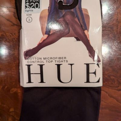 1 Pair HUE Cotton Control Top Tights In Espresso  Size 3  Up To 6'  & 200 Lbs.