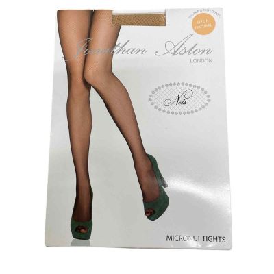 NWT Jonathan Aston London Natural Micro Net Tights Pantyhose Size A / Small