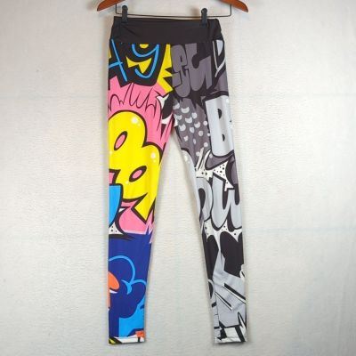 PopArt Bright Black & White Colorful Cosplay Leggings XS