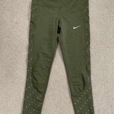 Nike Power Racer Flash Running Tight Olive Green Leggings Large