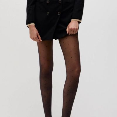 NWT J. Crew Black Swiss Dot Tights for Women -Small