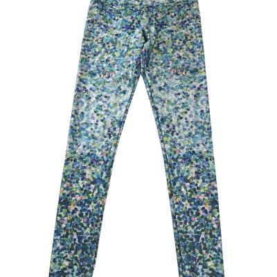 Goldsheep Party Leggings Womens Medium Blue Confetti Print Pull On Workout Gym