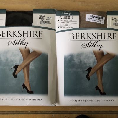 Berkshire Women’s Queen Petite Silky Sheer Control Top Pantyhose Black Nude 4489