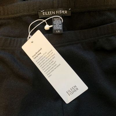 EILEEN FISHER Ankle Legging NWT Cozy Brushed Terry Hug Black Size Large - NTSF