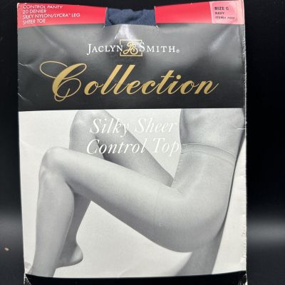 Jaclyn Smith Collection Control Top Navy Silky Sheer Pantyhose Size C