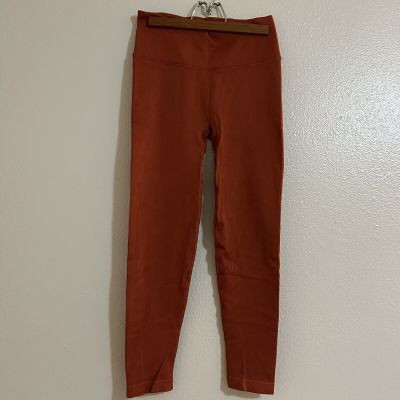 Victoria's Secret Ribbed Stretch Leggings Gym Workout Pants Medium Burnt Orange