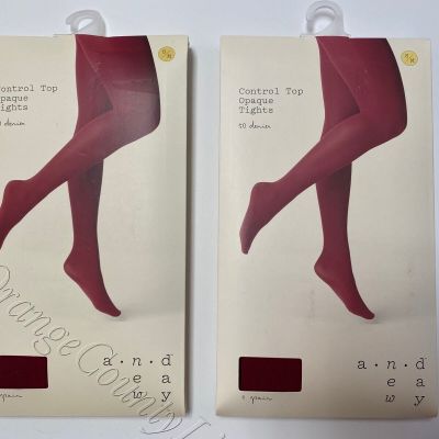 Women's Control Top Opaque Tights Panty Hose Bing Cherry Small Medium A New Day