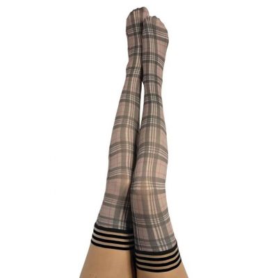 KIX'IES LORI: FROM BACKROADS TO BOARDROOMS, TAN/BLACK PLAID THIGH HIGHS