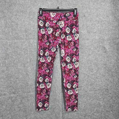 LuLaRoe Leggins Woman One Size 2-10 Red Pink Multicolor Floral Pattern Active