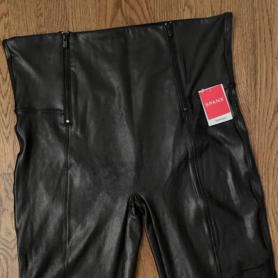 SPANX- Faux Leather Hip-Zip Leggings Black Size 3X High Rise Waistband 20249P