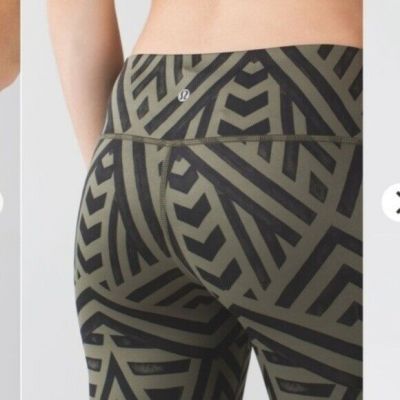 HOT Lululemon Leggings Chevron Shuffle fatigue olive green black Wunder Under SM