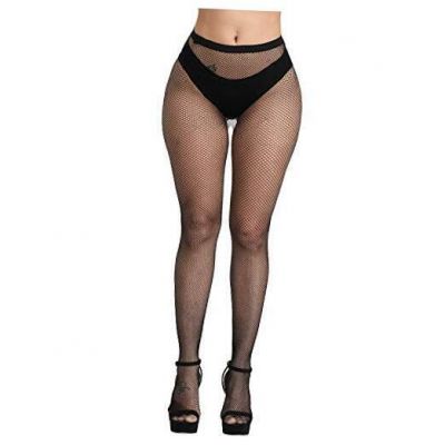 High Waisted Fishnet Stockings For Women - Trendy Sexy One Size Black-mini-grid