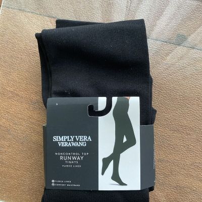 NIP Simply Vera Wang NO Control Top Fleece Lined Runway Tights  Size 5