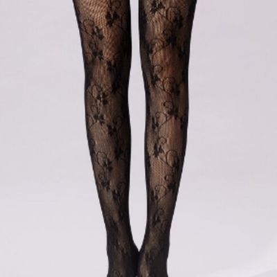 Floral Print Fishnet Tights