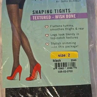 New Spanx Love Your Assets Shaping Tights Textured Wish Bone Black Size 2
