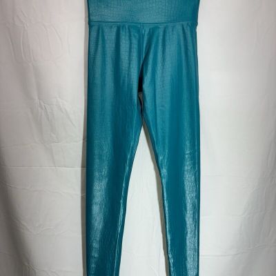 Carbon38 High Rise Full Length Leggings In Crocodile Takara Shine Teal SZ XS NEW