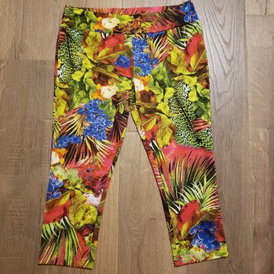 Boston Proper Leggings Medium Capri Athletic Workout Pants Tropical Colorful