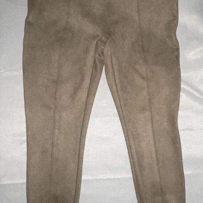 SPANX Leggings Women’s Size 2Xl Tan High Rise Shaping Faux Suede