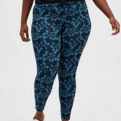 Torrid Women’s Blue Black Skull Leggings Size 2X Pull On Elastic Waist Stretch