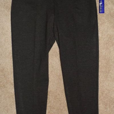 New Womens Peter Nygard Slims Pants 1X 16-18 Charcoal Heather Pull On Leggings