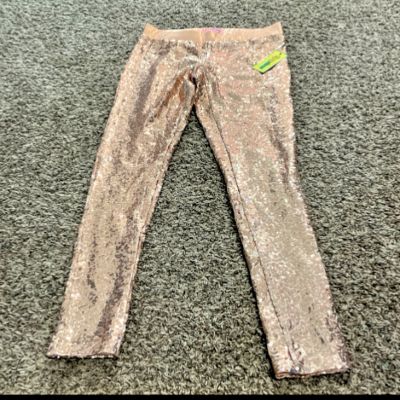 Tipsy Elves NWT rose gold sequin leggings womens medium