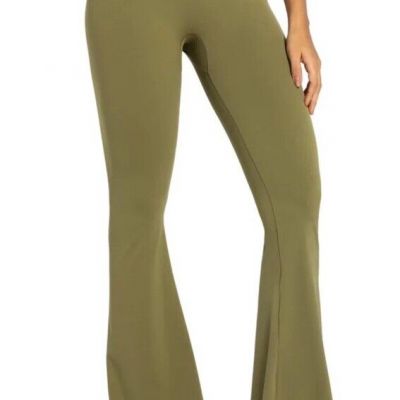 SUNZEL 30'' Women's Cross Waist Flared Leggings In Martini Olive eUC Size Medium