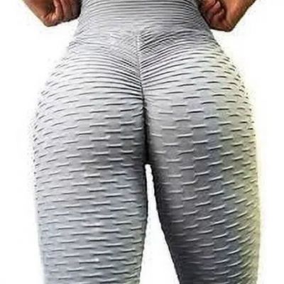SEASUM Women High Waisted Workout Yoga Pants Butt Lifting Scrunch Booty S: Large