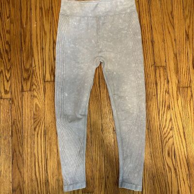 Aeropostale Women’s L Gray Ribbed Acid Wash Leggings Activewear Workout Athletic