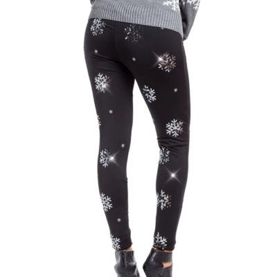 Tipsy Elves Black SEQUINED SNOWFLAKE LEGGINGS SIZE XS, M, L, XL