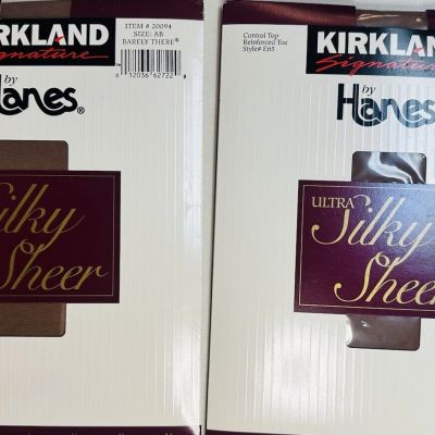 2 Kirkland Hanes Ultra Silky Sheer Control Top E65 Size AB Hosiery