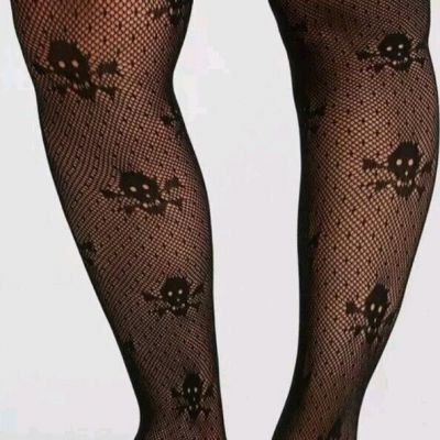 Torrid Black Fishnet Skull Tights 1/2 Plus Size