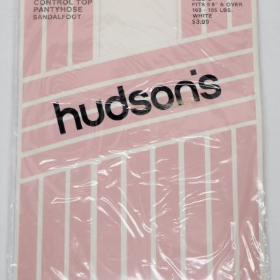 NOS Hudson s Stretch Ultra Sheer Control Top Pantyhose Sandalfoot Size C White