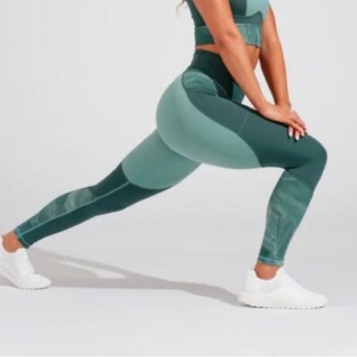 BUFF BUNNY Journey Legging Avo Green SIZE XL colorblock gym workout athleisure