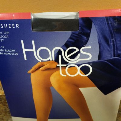 1-Pair Hanes too Day Sheer Pantyhose Control Top Sandalfoot Size: EF Black USA
