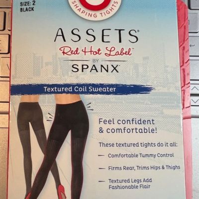 Spanx - Assets Red Hot Label - Black Textured Coil Sweater Tights - Size 2 - NWT