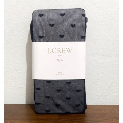 NWT: J.Crew - Women's Black, Sheer, Heart Pattern Tights (size small)