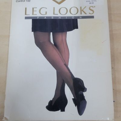 Vintage 80's Leg Looks Cuban Backseam Control Top Pantyhose Size Medium