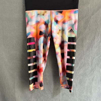 Adidas Techfit Compression Leggings Women's Small Multicolor Crop Yoga Cimacool