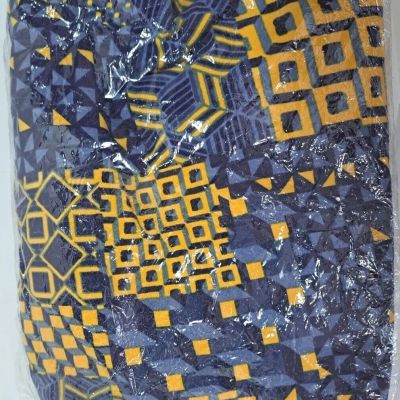 Lularoe Tall & Curvy Leggings Blue Yellow Navy Geometric Patchwork Print