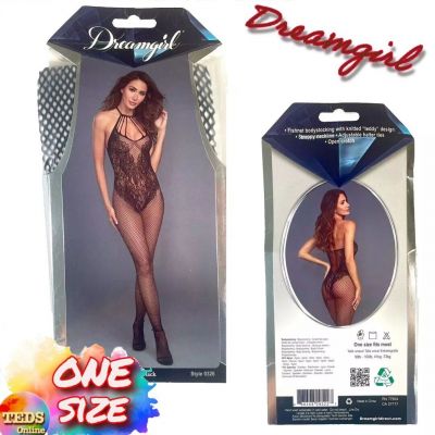 NWT Dreamgirl O/S Bodystocking with Lace Teddy Design Black 0326