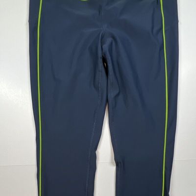 Xersion Performance Fitted Capri Pants Leggings Women's Medium Navy Blue Green