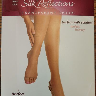 HANES Silk Reflections Ultra Sheer TOELESS Control Top PANTYHOSE Size CD