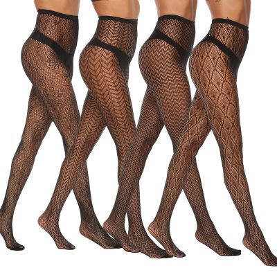 Patterned Tights for Women Fishnet StockingPack of 4