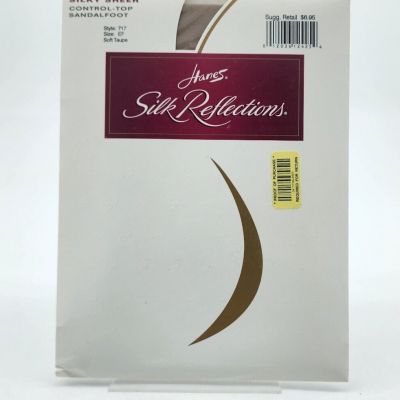 Hanes Silk Reflections Control Top Sandalfoot Pantyhose 717 Soft Taupe Size EF